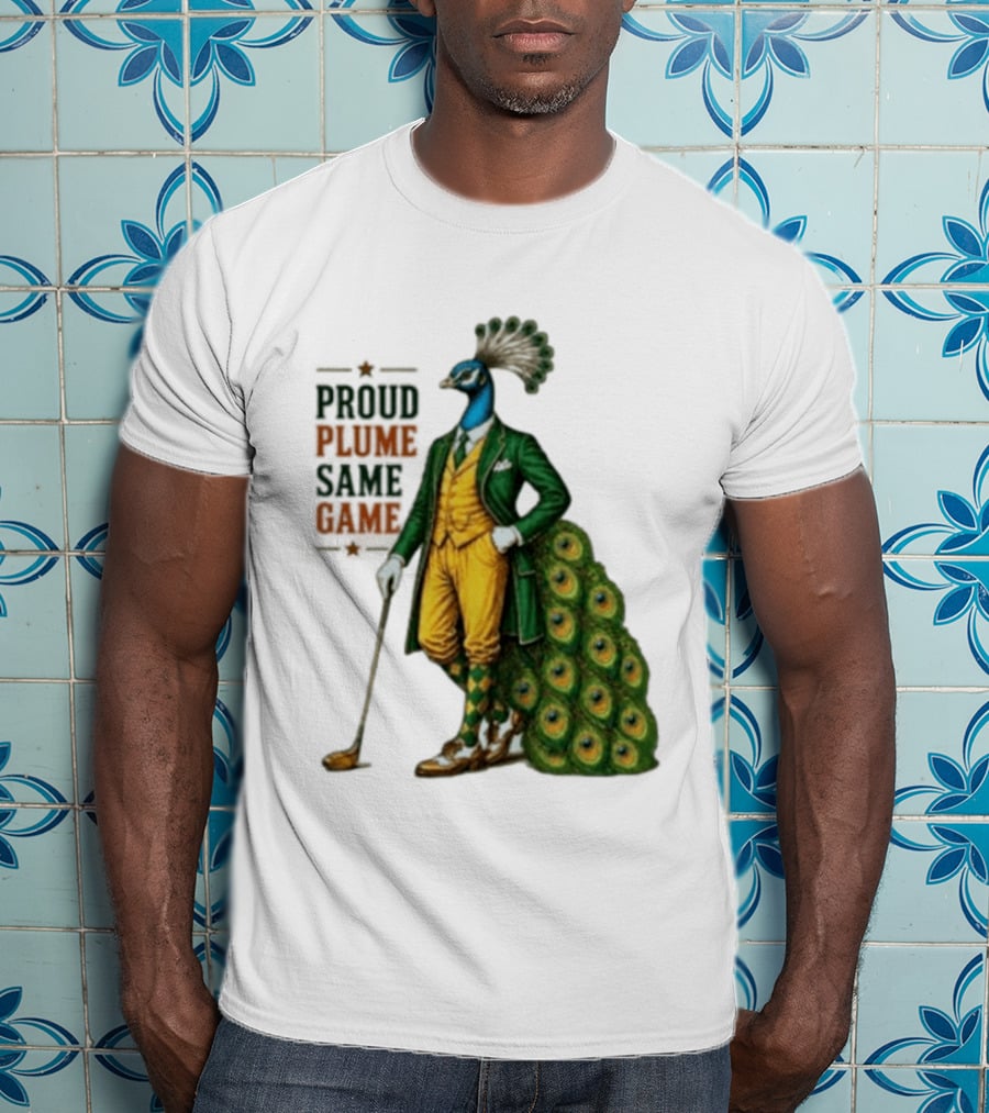 Proud Plume Same Game Peacock Golf Club Cartoon T-Shirt