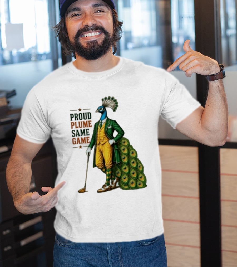 Proud Plume Same Game Peacock Golf Club Cartoon T-Shirt
