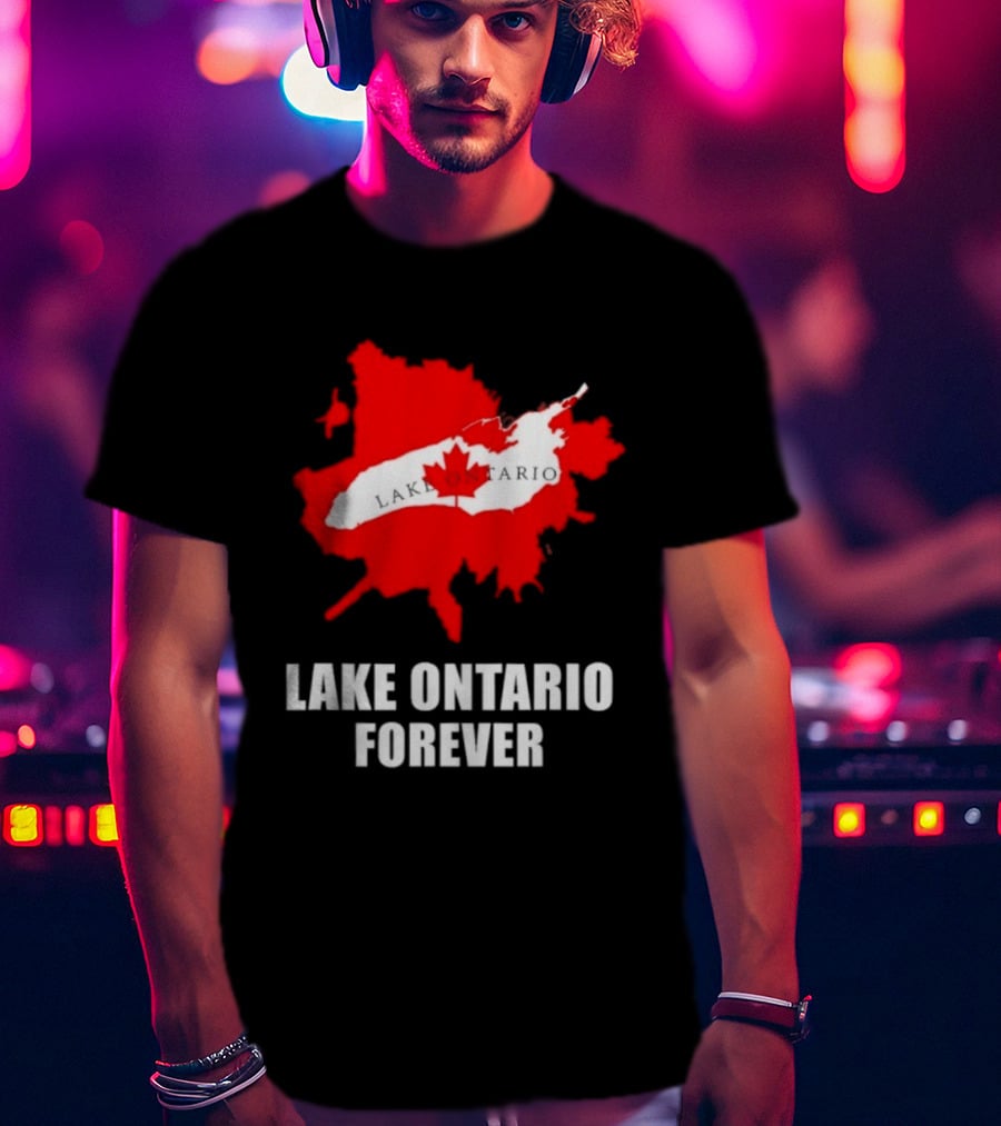 Lake Ontario Forever Canada Map Red Leaf T-Shirt