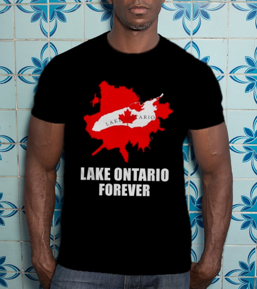 Lake Ontario Forever Canada Map Red Leaf T-Shirt