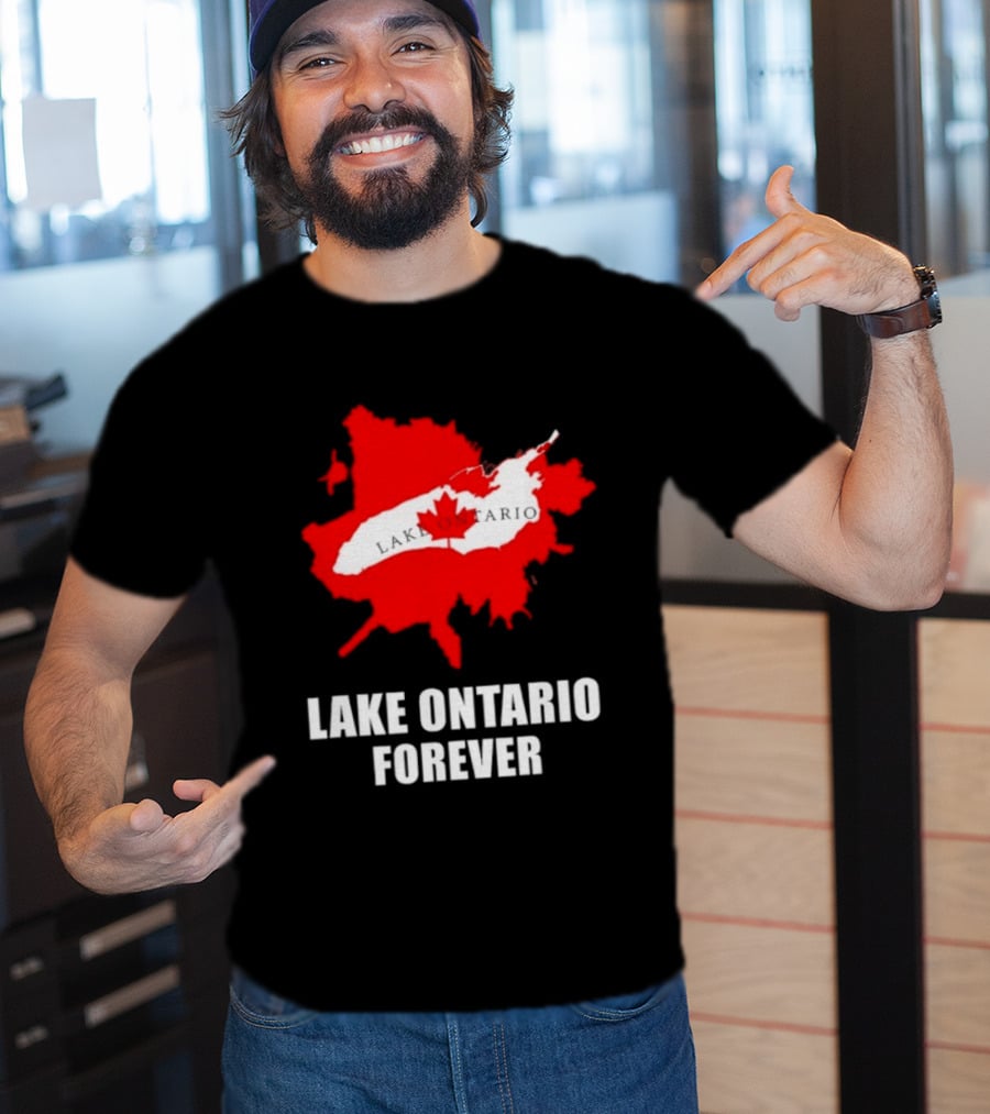 Lake Ontario Forever Canada Map Red Leaf T-Shirt