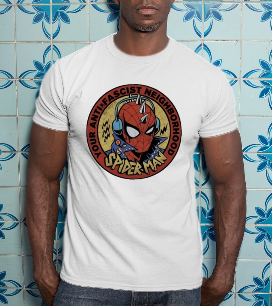 Spider Man Anti Fascist Punk Style Headphones Jacket T-Shirt