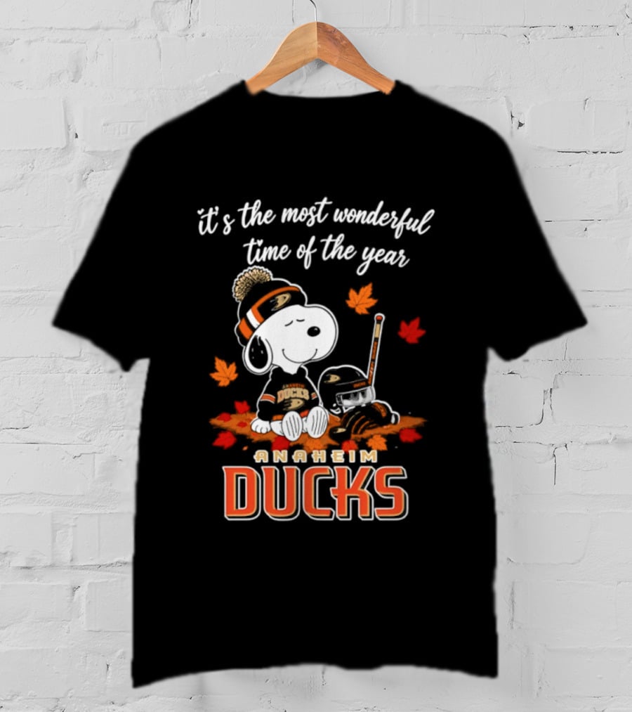 Anaheim Ducks Snoopy Halloween It's The Most Wonderful Time Of The Year 2026 T-Shirt