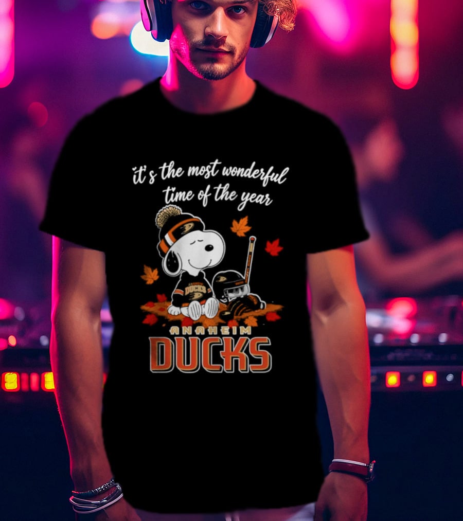 Anaheim Ducks Snoopy Halloween It's The Most Wonderful Time Of The Year 2026 T-Shirt