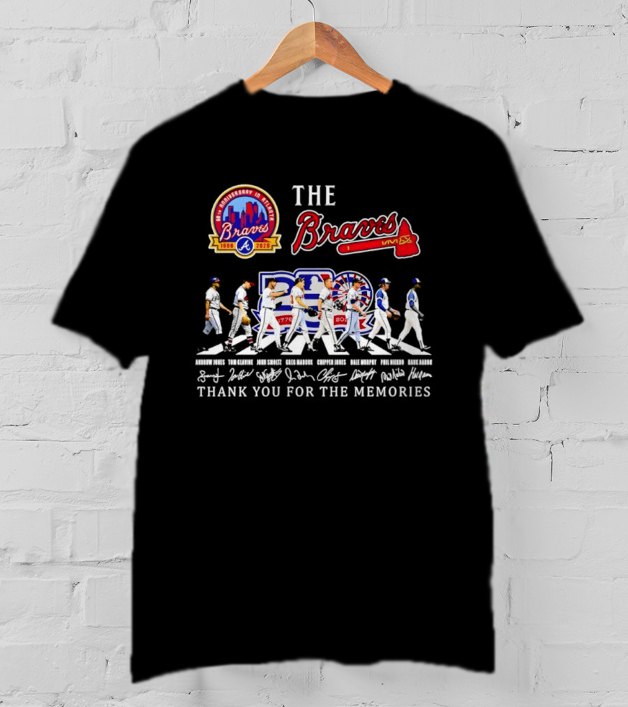The Braves 150th Anniversary Atlanta 1876 2026 MLB 250th United States 1776 2026 Thank You For The Memories Signatures T-Shirt