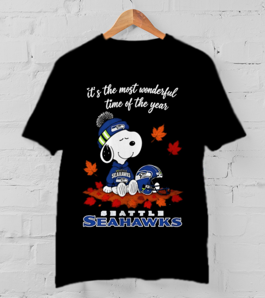 Snoopy Seattle Seahawks It's The Most Wonderful Time Of The Year Halloween 2026 T-Shirt
