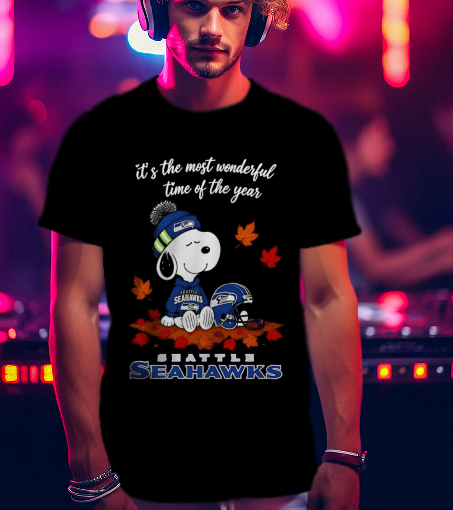 Snoopy Seattle Seahawks It's The Most Wonderful Time Of The Year Halloween 2026 T-Shirt