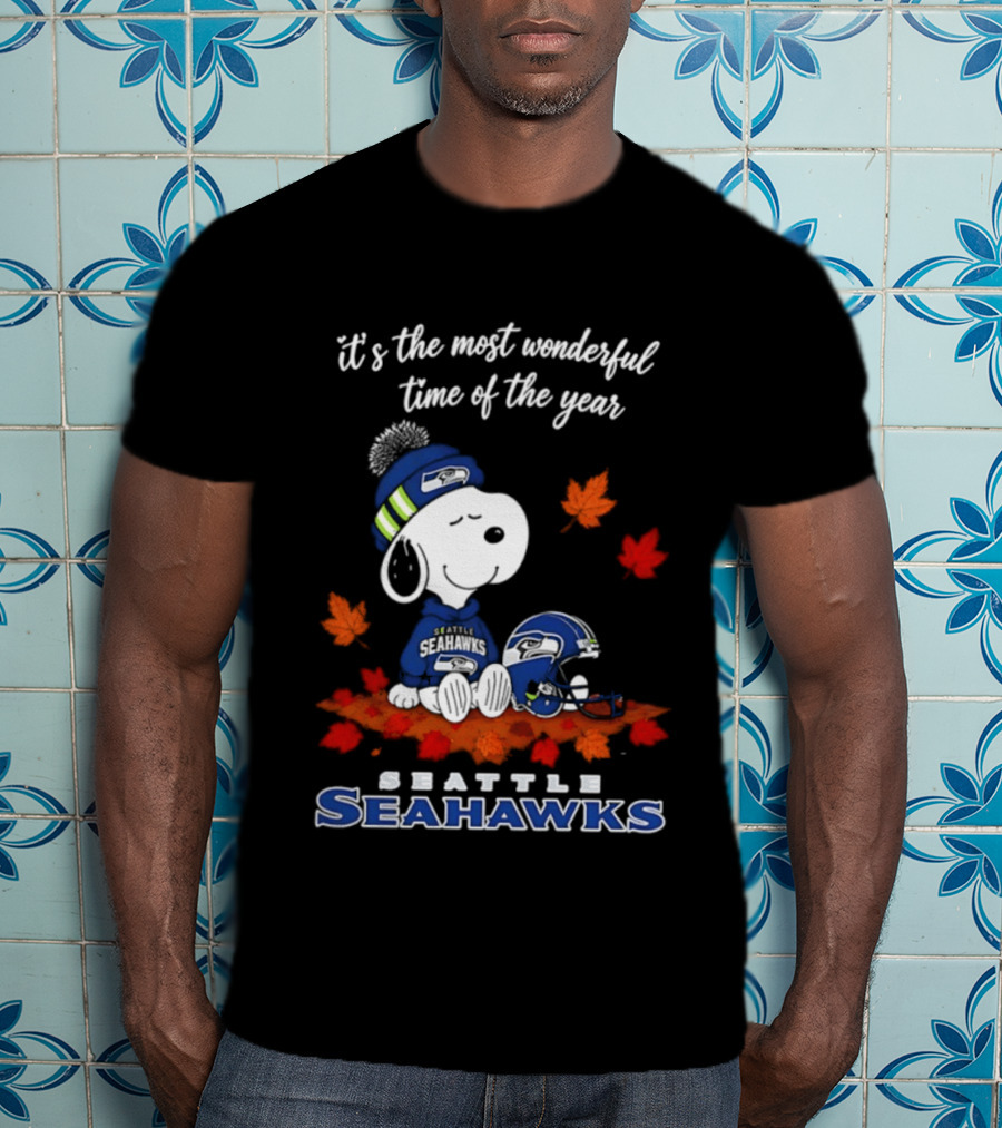 Snoopy Seattle Seahawks It's The Most Wonderful Time Of The Year Halloween 2026 T-Shirt
