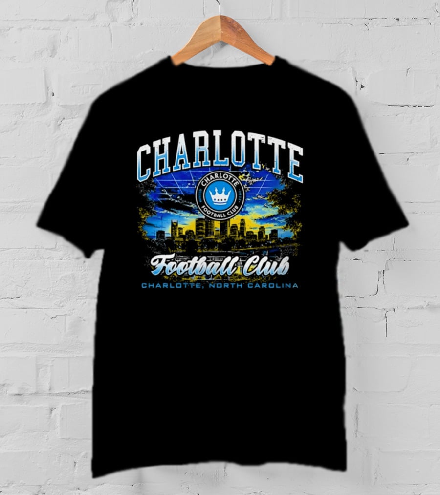 Charlotte Football Club Skyline Charlotte North Carolina Crown T-Shirt