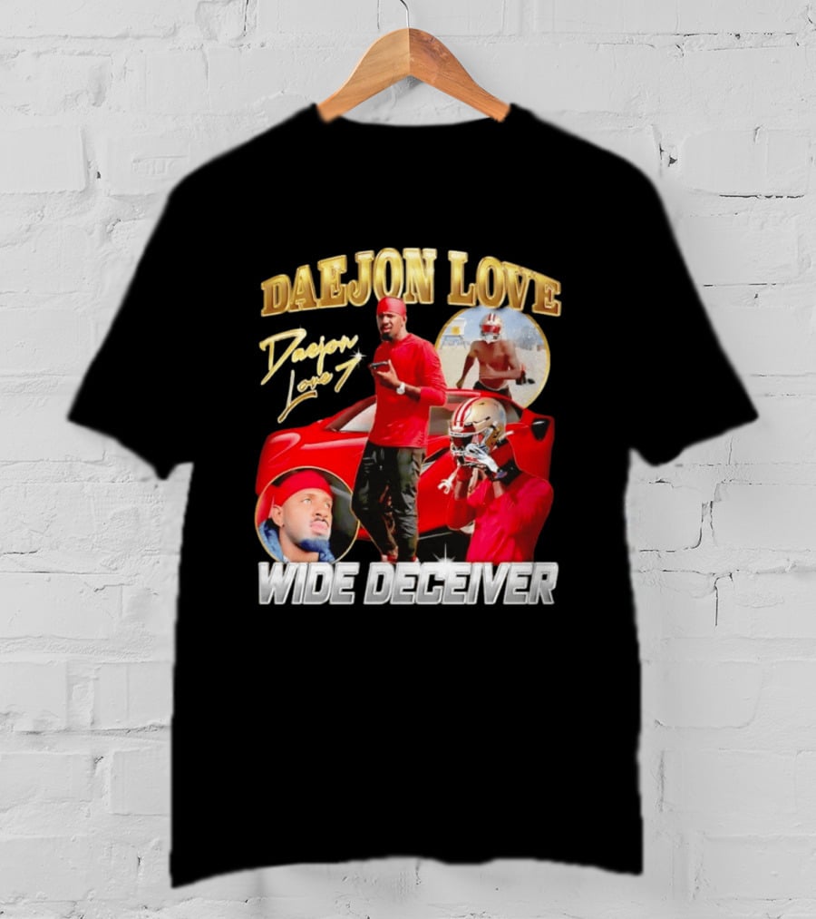 Daejon Love Wide Deceiver Football Tribute Red Car T-Shirt
