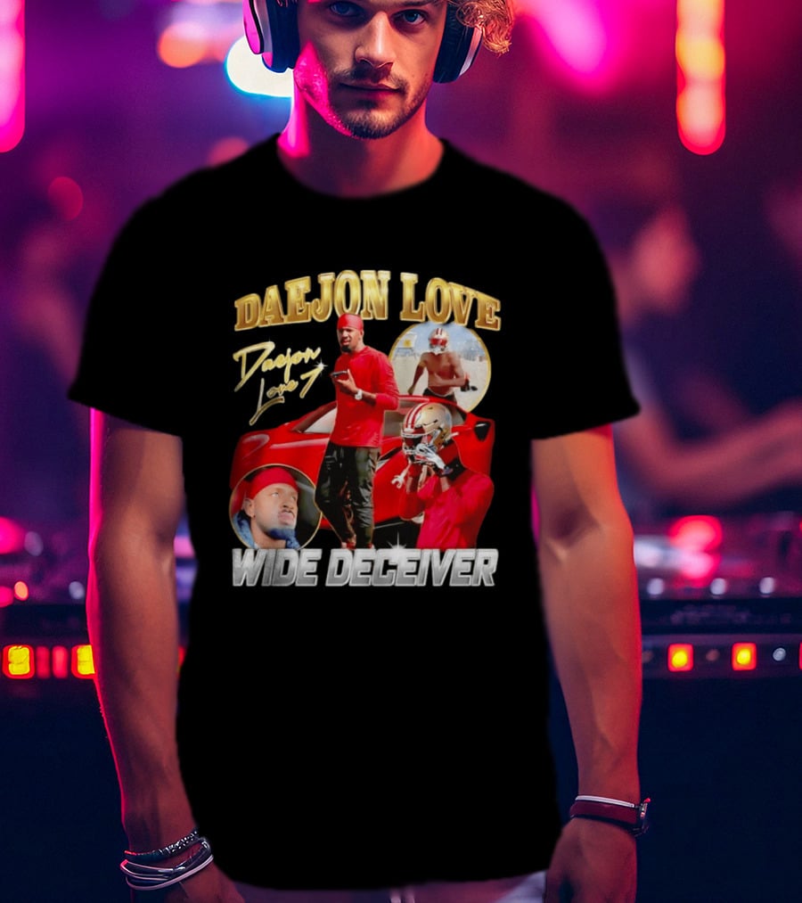 Daejon Love Wide Deceiver Football Tribute Red Car T-Shirt