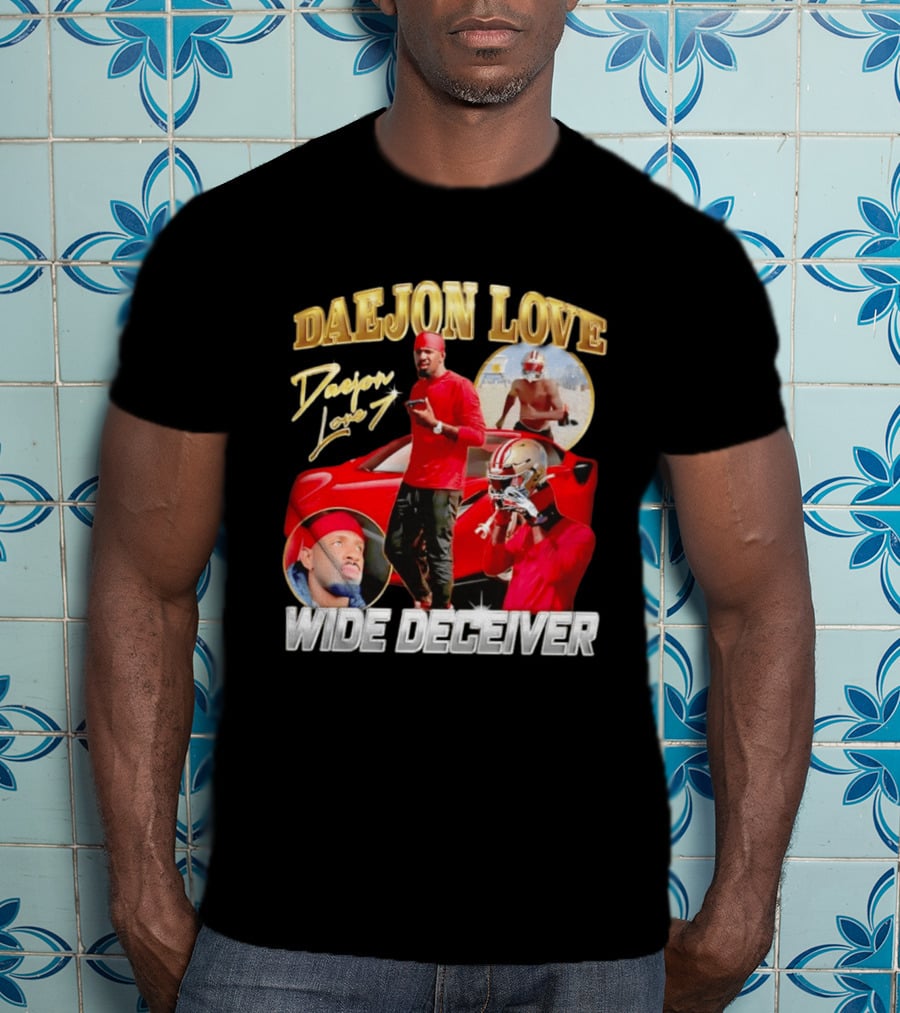 Daejon Love Wide Deceiver Football Tribute Red Car T-Shirt