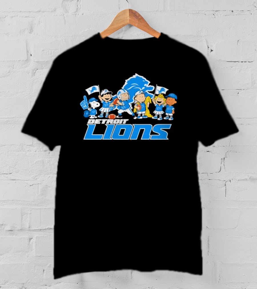 Detroit Lions Peanuts Characters Let's Go Team T-Shirt