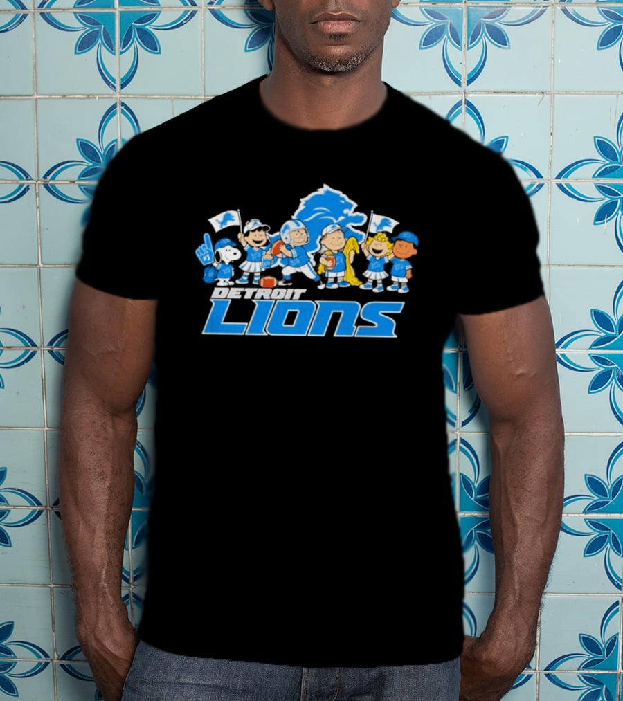 Detroit Lions Peanuts Characters Let's Go Team T-Shirt