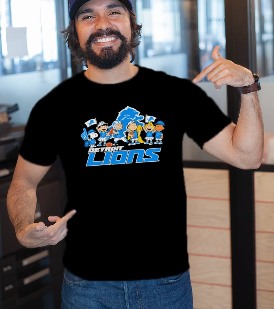 Detroit Lions Peanuts Characters Let's Go Team T-Shirt