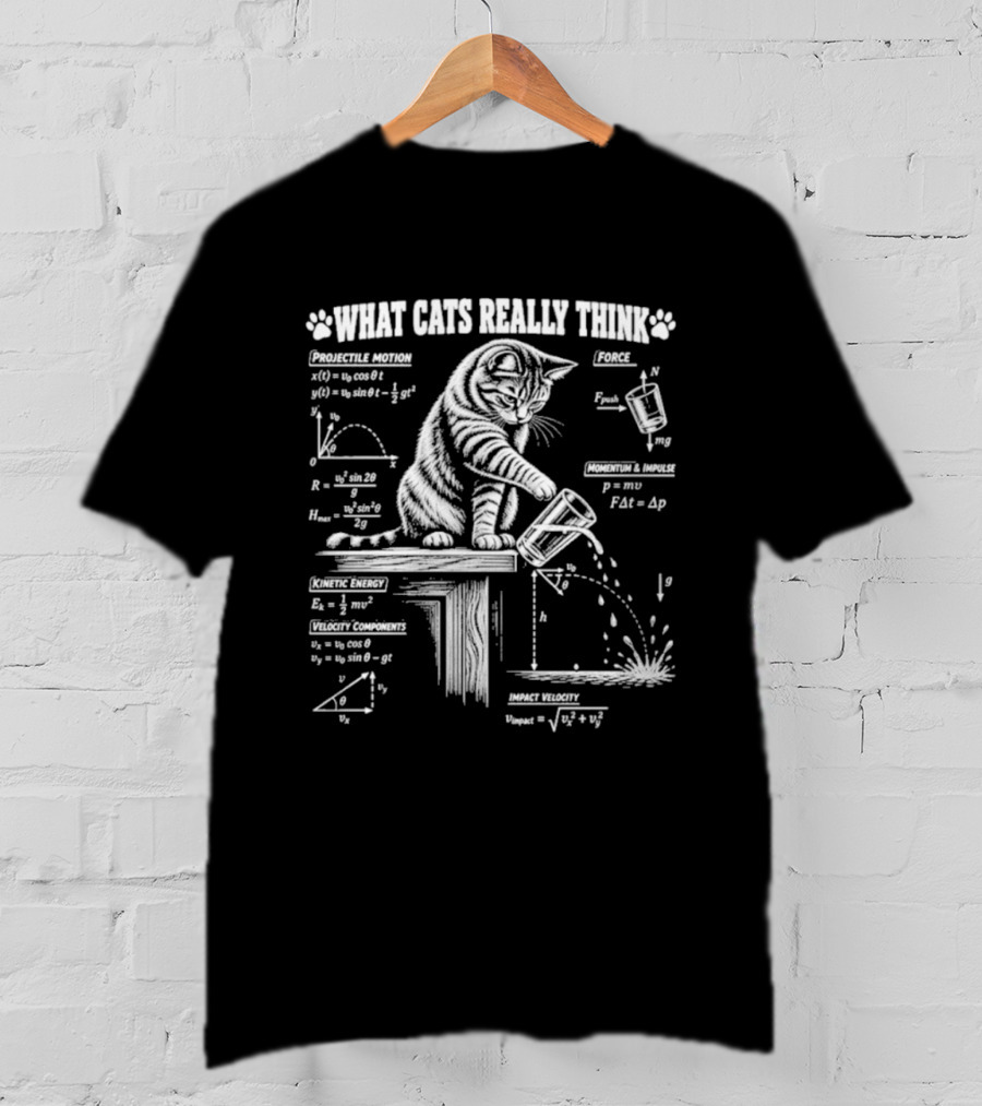 What Cats Really Think Physics With Formulas And Diagrams T-Shirt