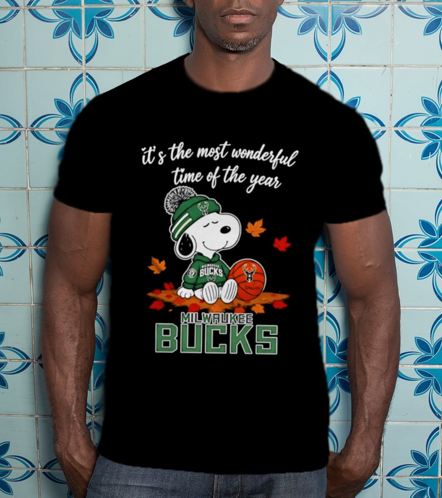 Milwaukee Bucks Snoopy 2026 It's The Most Wonderful Time Of The Year Halloween T-Shirt