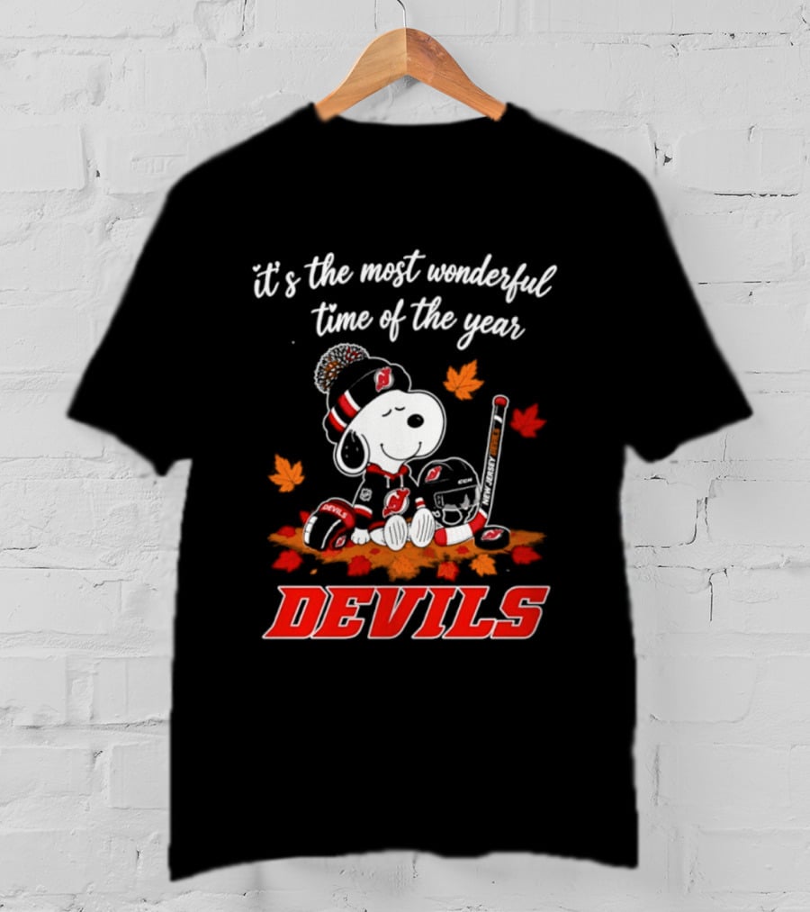 New Jersey Devils Snoopy Halloween 2026 It's The Most Wonderful Time Of The Year Hockey T-Shirt