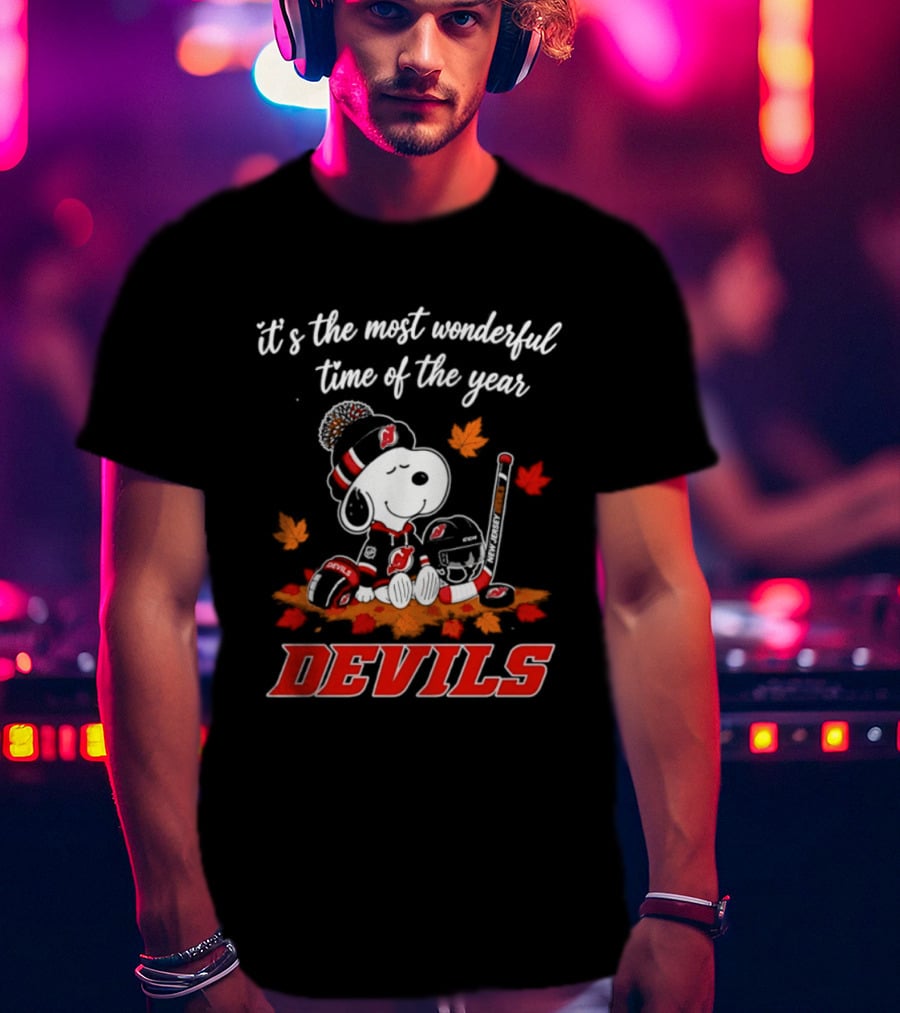 New Jersey Devils Snoopy Halloween 2026 It's The Most Wonderful Time Of The Year Hockey T-Shirt