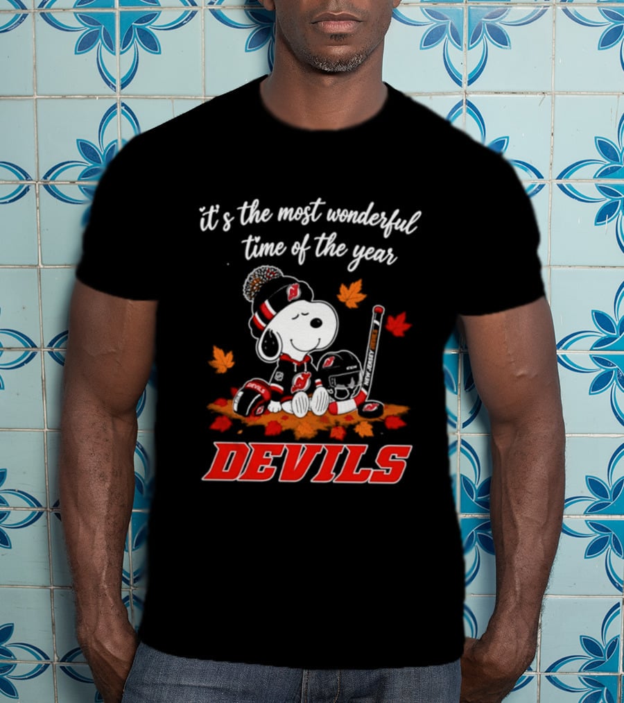 New Jersey Devils Snoopy Halloween 2026 It's The Most Wonderful Time Of The Year Hockey T-Shirt