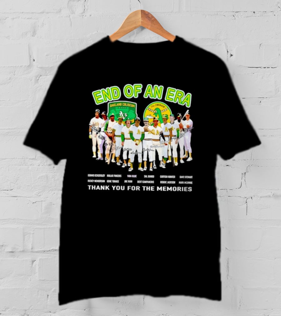 Oakland Athletics End Of An Era Oakland Coliseum A's Logo Thank You For The Memories T-Shirt
