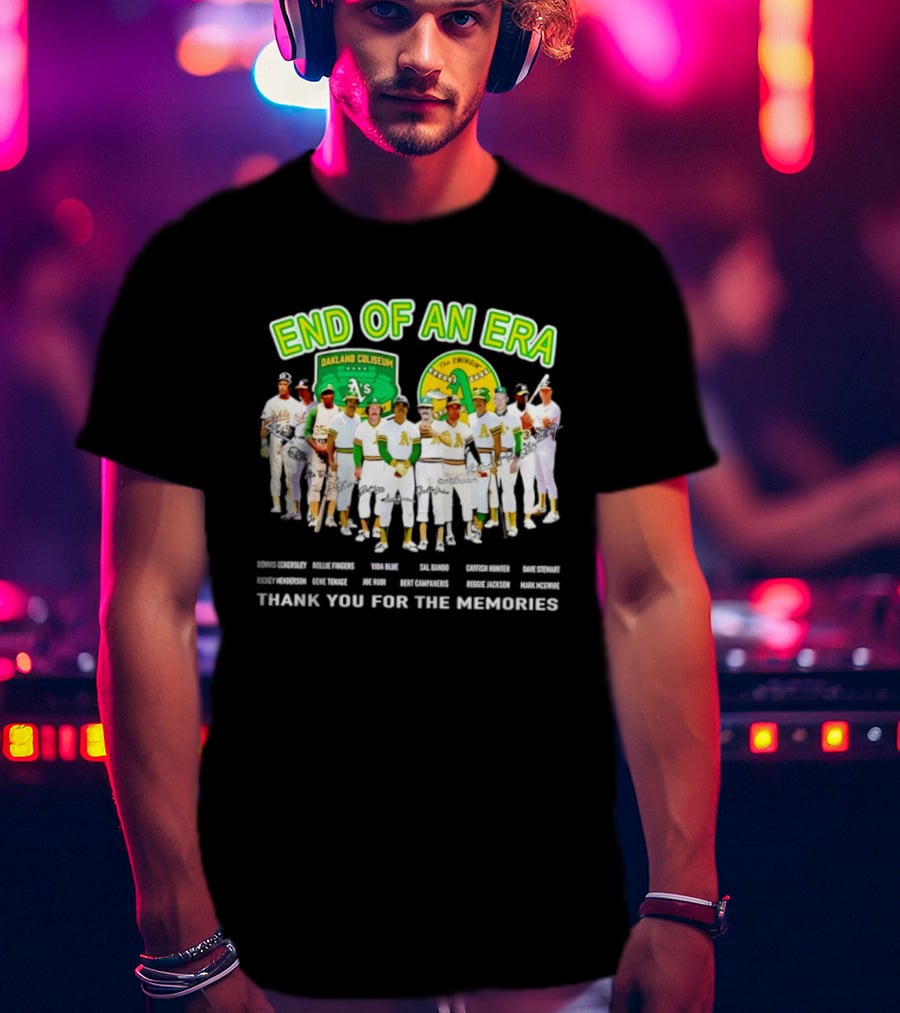 Oakland Athletics End Of An Era Oakland Coliseum A's Logo Thank You For The Memories T-Shirt