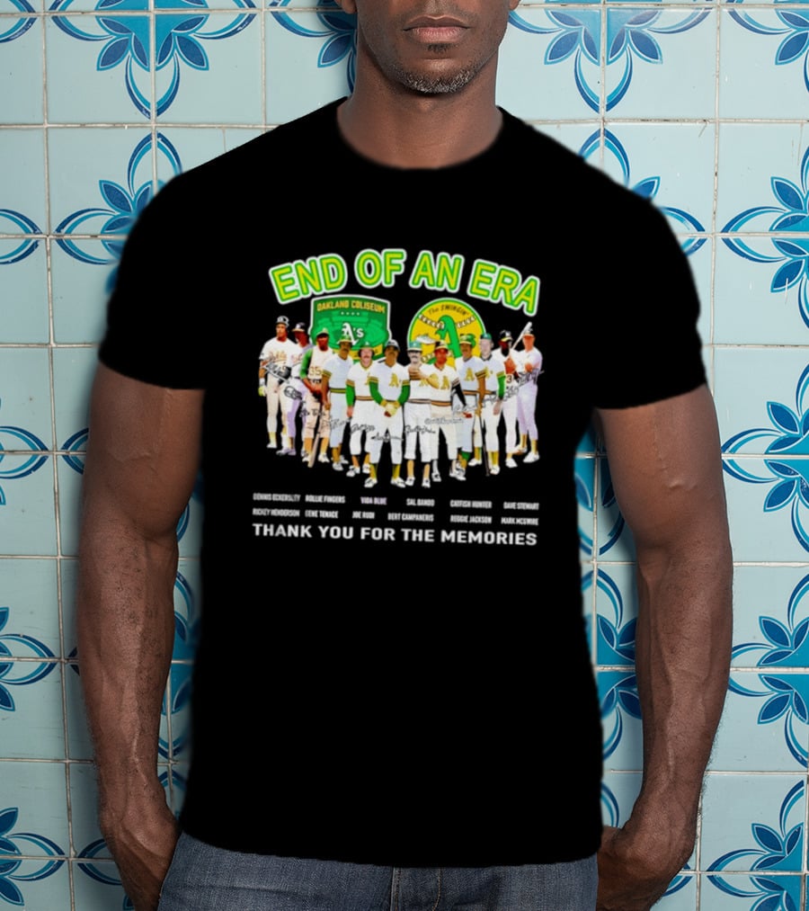 Oakland Athletics End Of An Era Oakland Coliseum A's Logo Thank You For The Memories T-Shirt