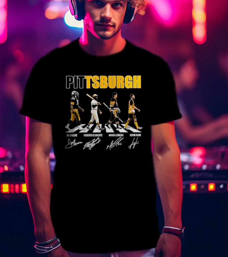 Pittsburgh Steelers Pirates Penguins Crossing Signatures T-Shirt