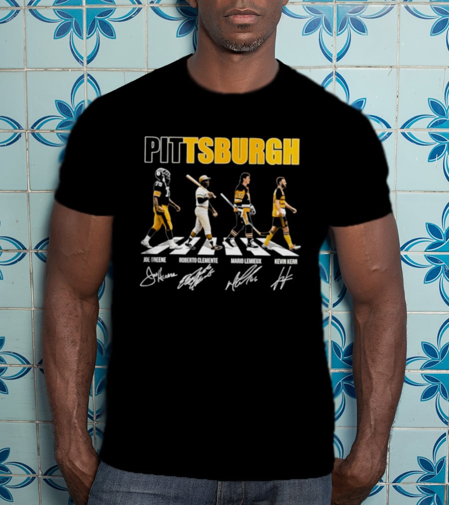 Pittsburgh Steelers Pirates Penguins Crossing Signatures T-Shirt