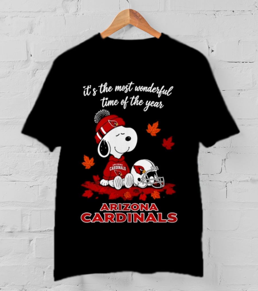 Arizona Cardinals Snoopy Fall Halloween It's The Most Wonderful Time Of The Year 2026 T-Shirt
