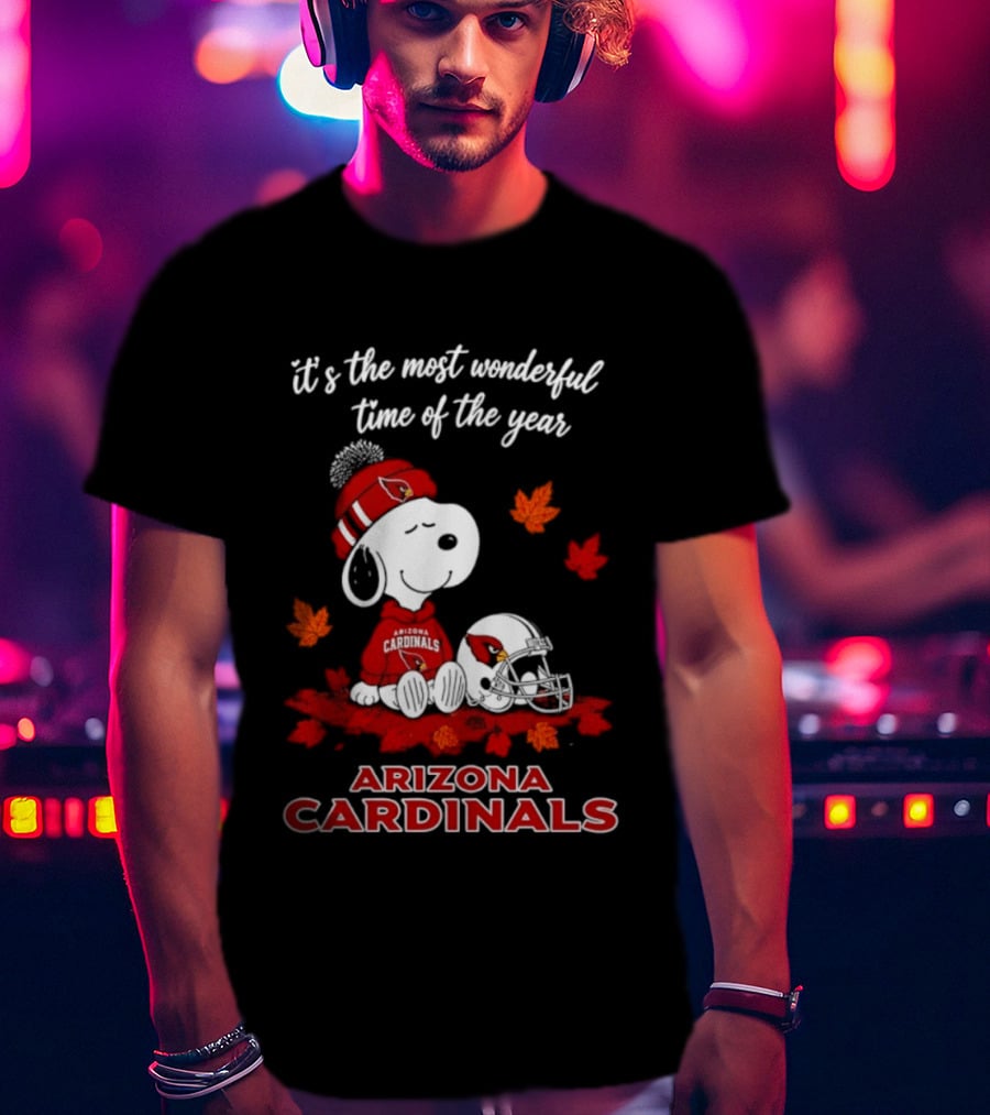 Arizona Cardinals Snoopy Fall Halloween It's The Most Wonderful Time Of The Year 2026 T-Shirt
