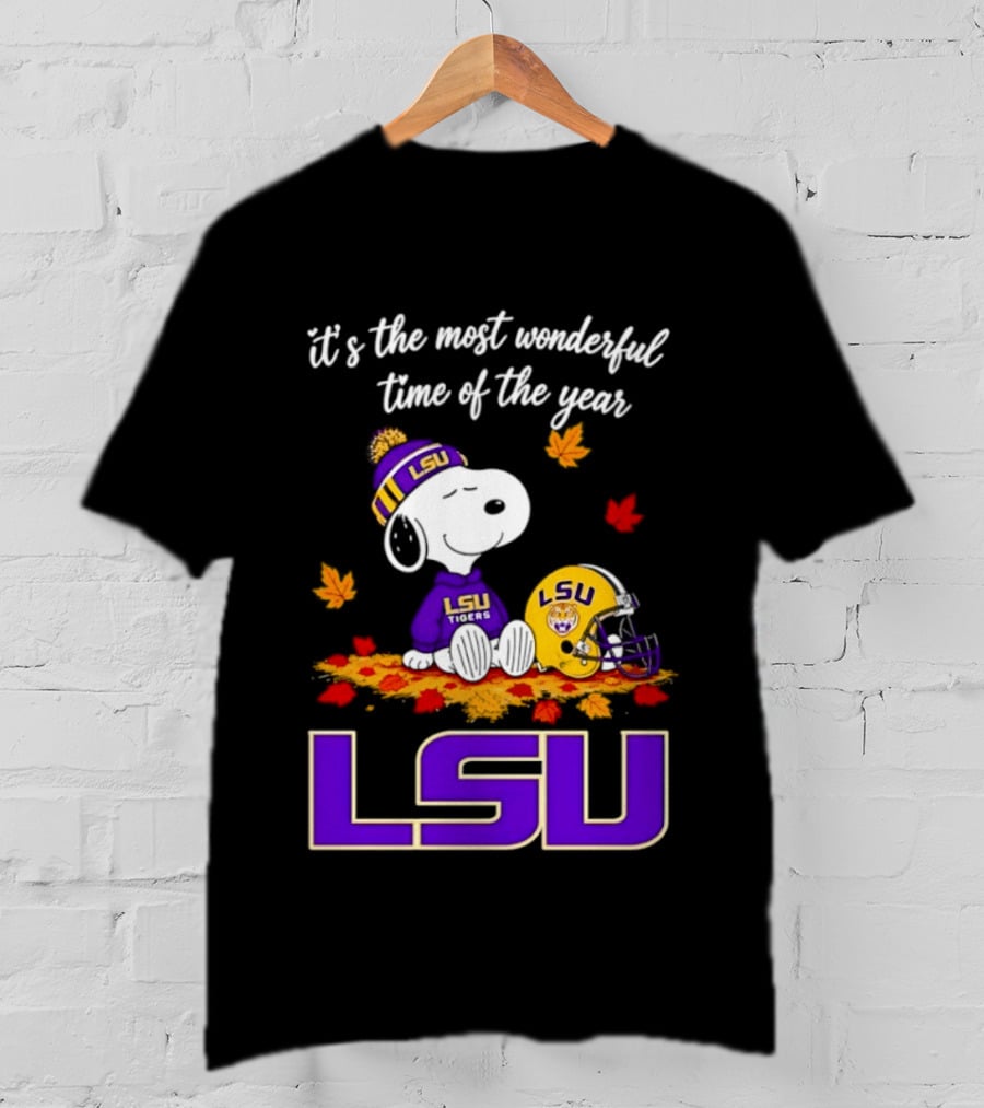 LSU Tigers Snoopy Wonderful Time Football Fall Leaves 2026 T-Shirt
