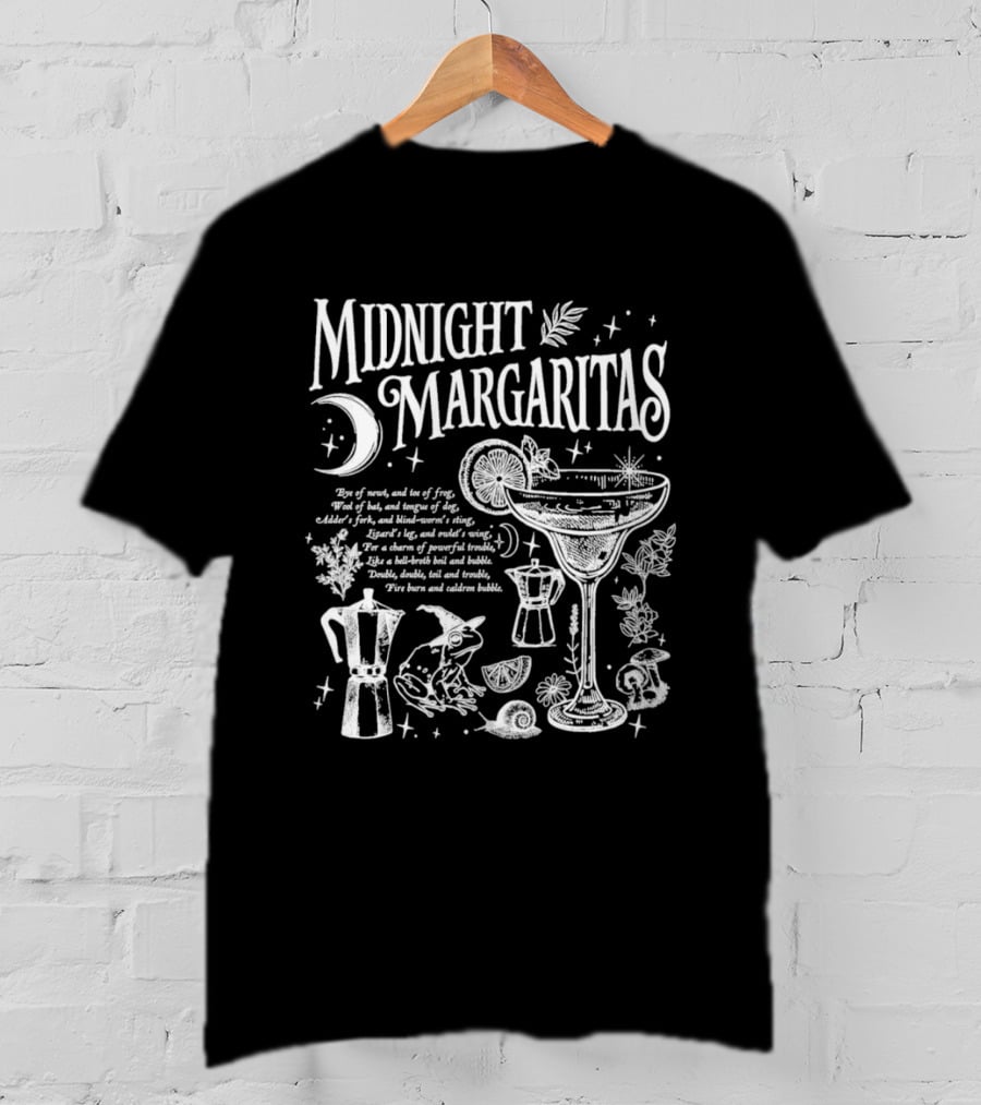 Midnight Margaritas Recipe Magic Mix With Moon And Lime T-Shirt
