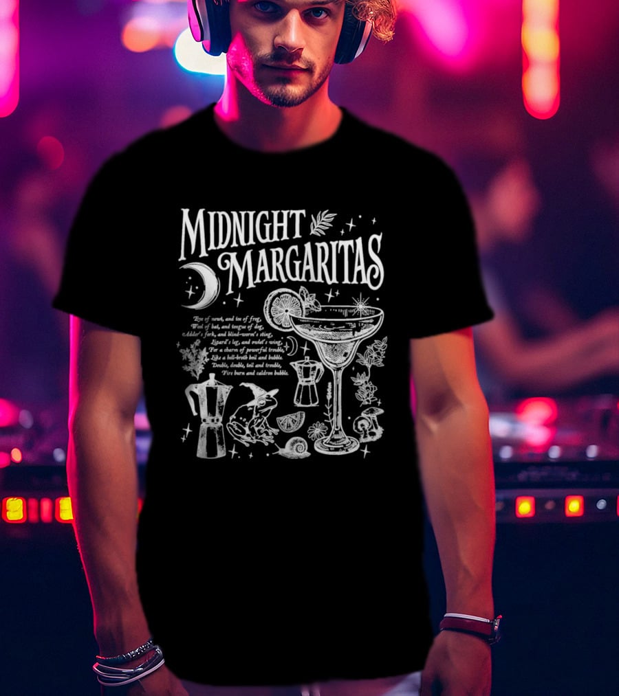 Midnight Margaritas Recipe Magic Mix With Moon And Lime T-Shirt