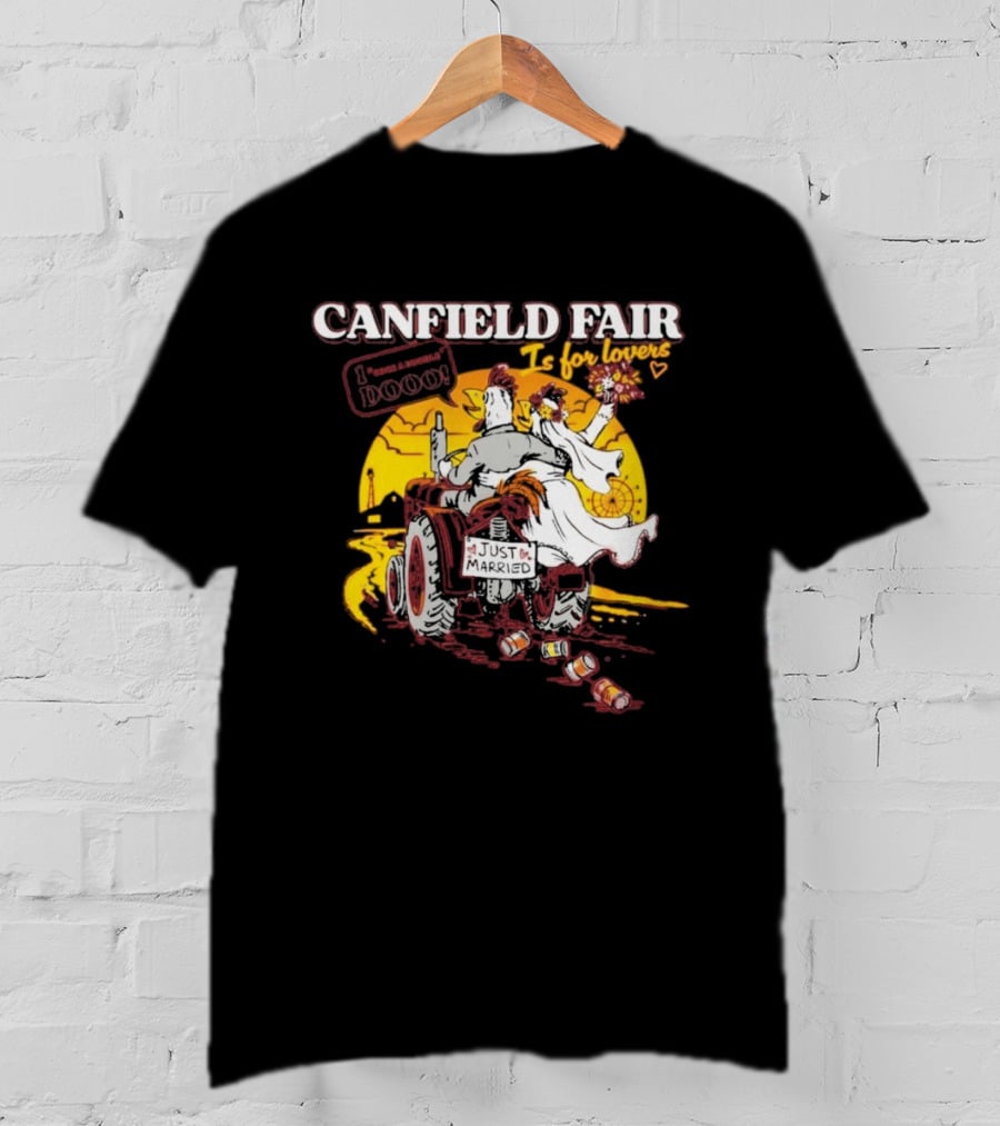 Canfield Fair Just Married Romance Tractor Boom Sunset T-Shirt