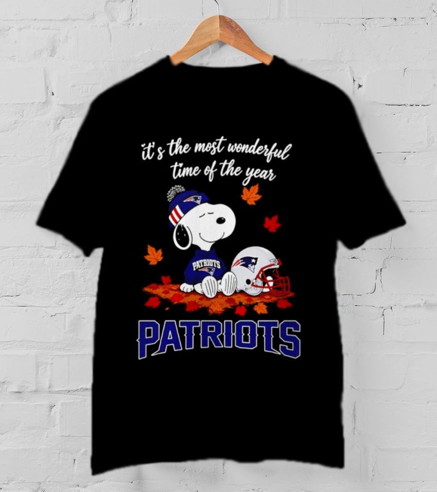New England Patriots Snoopy Fall Halloween 2026 Most Wonderful Time Of The Year T-Shirt