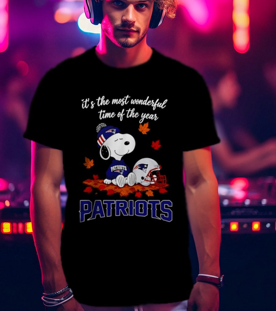 New England Patriots Snoopy Fall Halloween 2026 Most Wonderful Time Of The Year T-Shirt