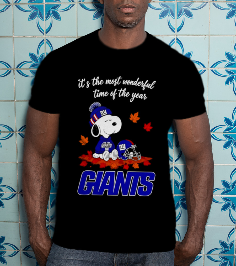 New York Giants Snoopy Fall Halloween 2026 Most Wonderful Time Of The Year T-Shirt