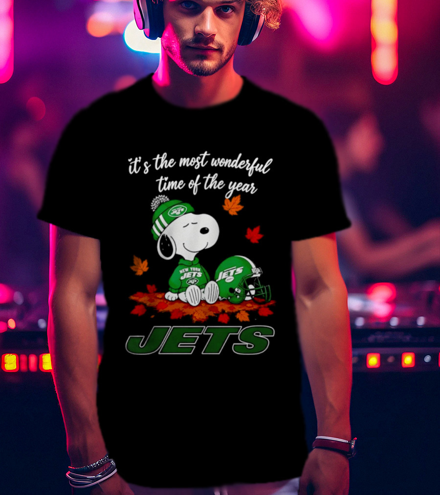 New York Jets Snoopy Fall Halloween 2026 Most Wonderful Time Of The Year T-Shirt
