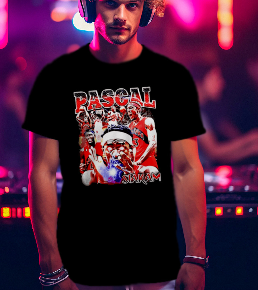 Pascal Siakam Toronto Raptors Thunder Eyes Basketball Player Action Collage T-Shirt