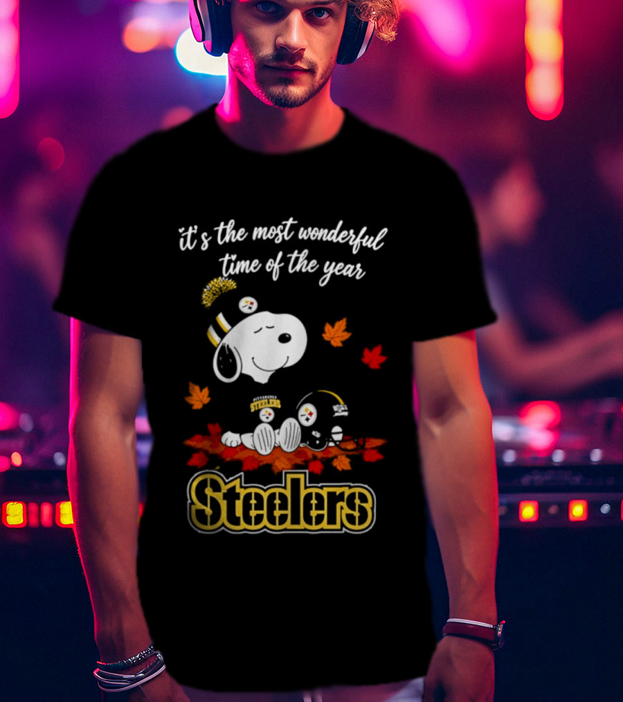 Pittsburgh Steelers Snoopy Fall Halloween 2026 It's The Most Wonderful Time Of The Year T-Shirt