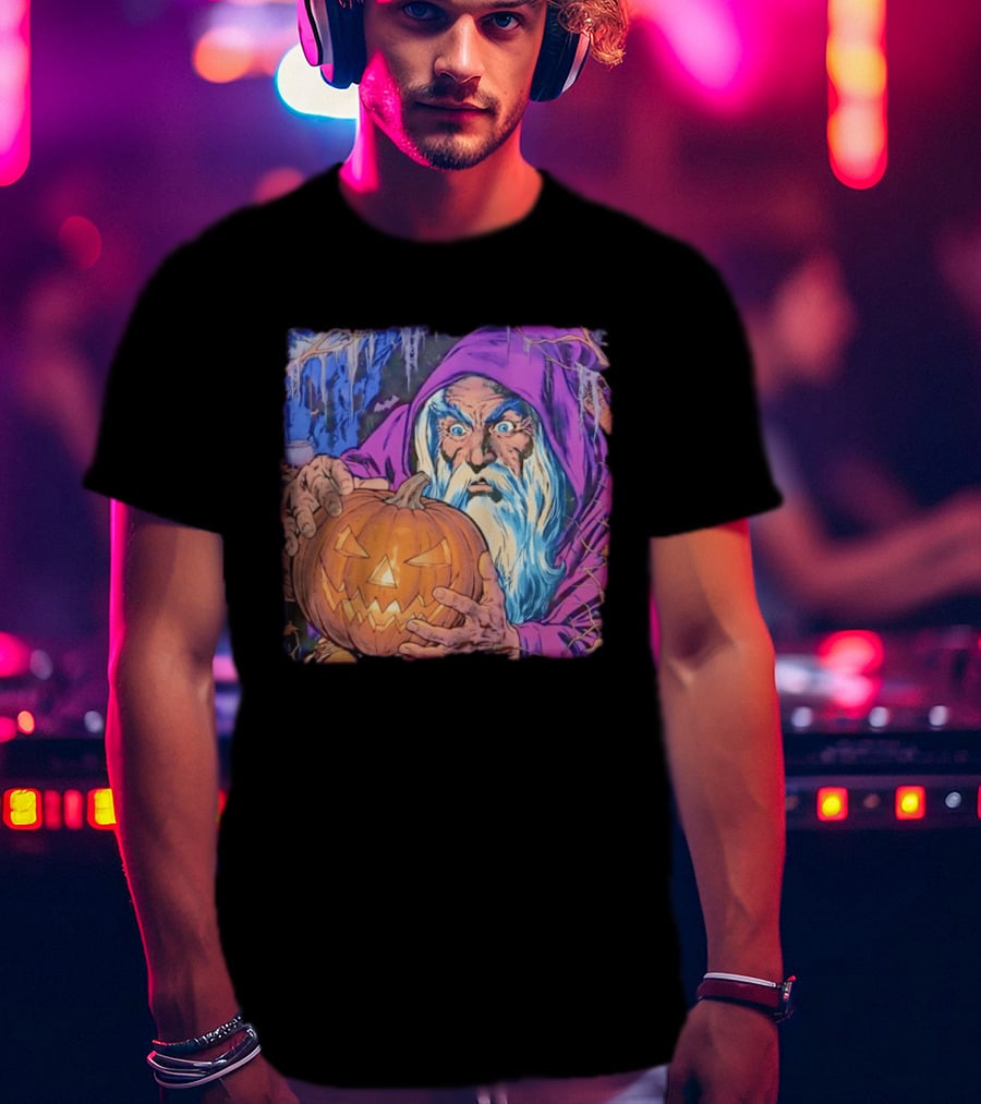 Pondering The Pumpkin Halloween Wizard With Jack O' Lantern 2026 T-Shirt