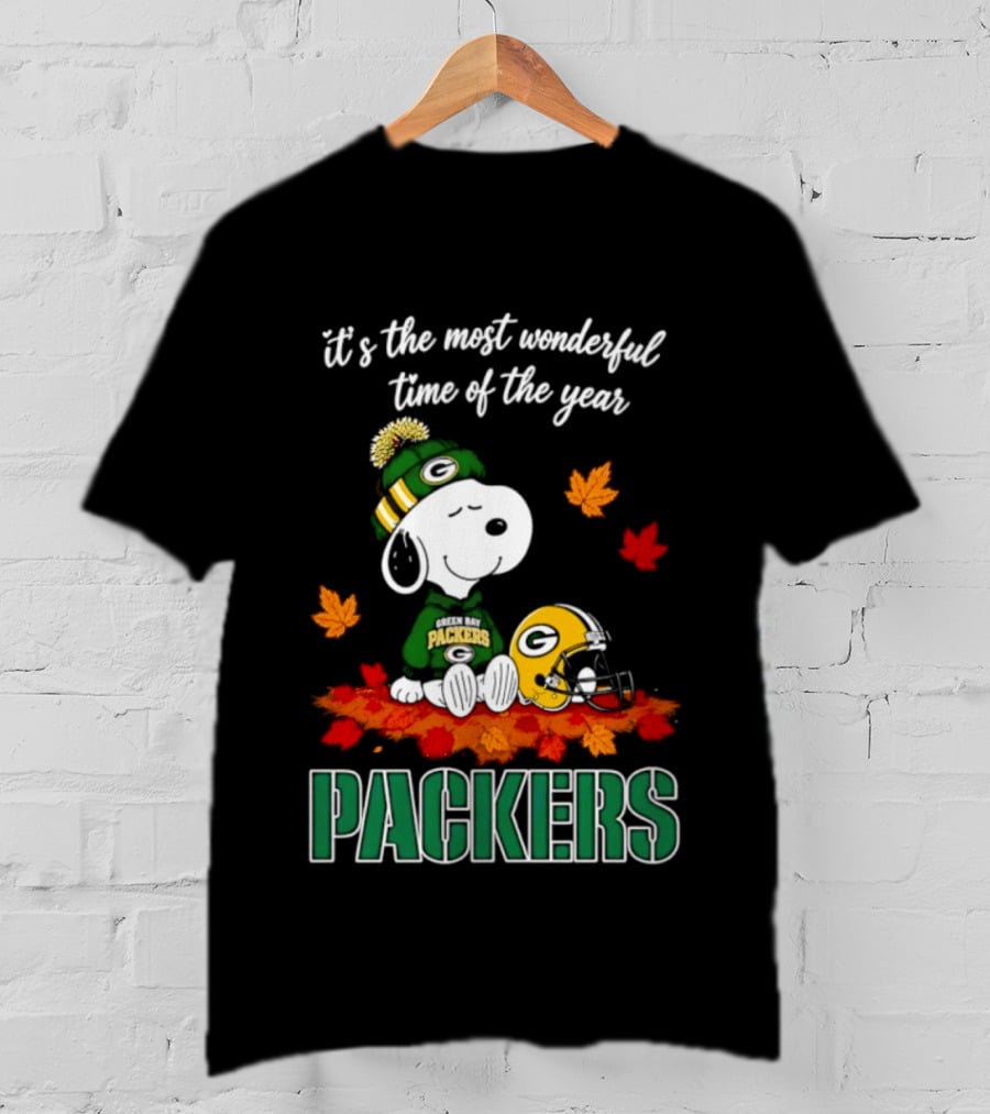 Packers Snoopy Fall Halloween 2026 Most Wonderful Time Of The Year T-Shirt