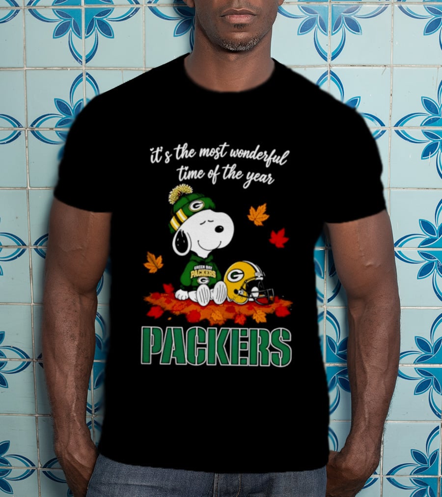Packers Snoopy Fall Halloween 2026 Most Wonderful Time Of The Year T-Shirt