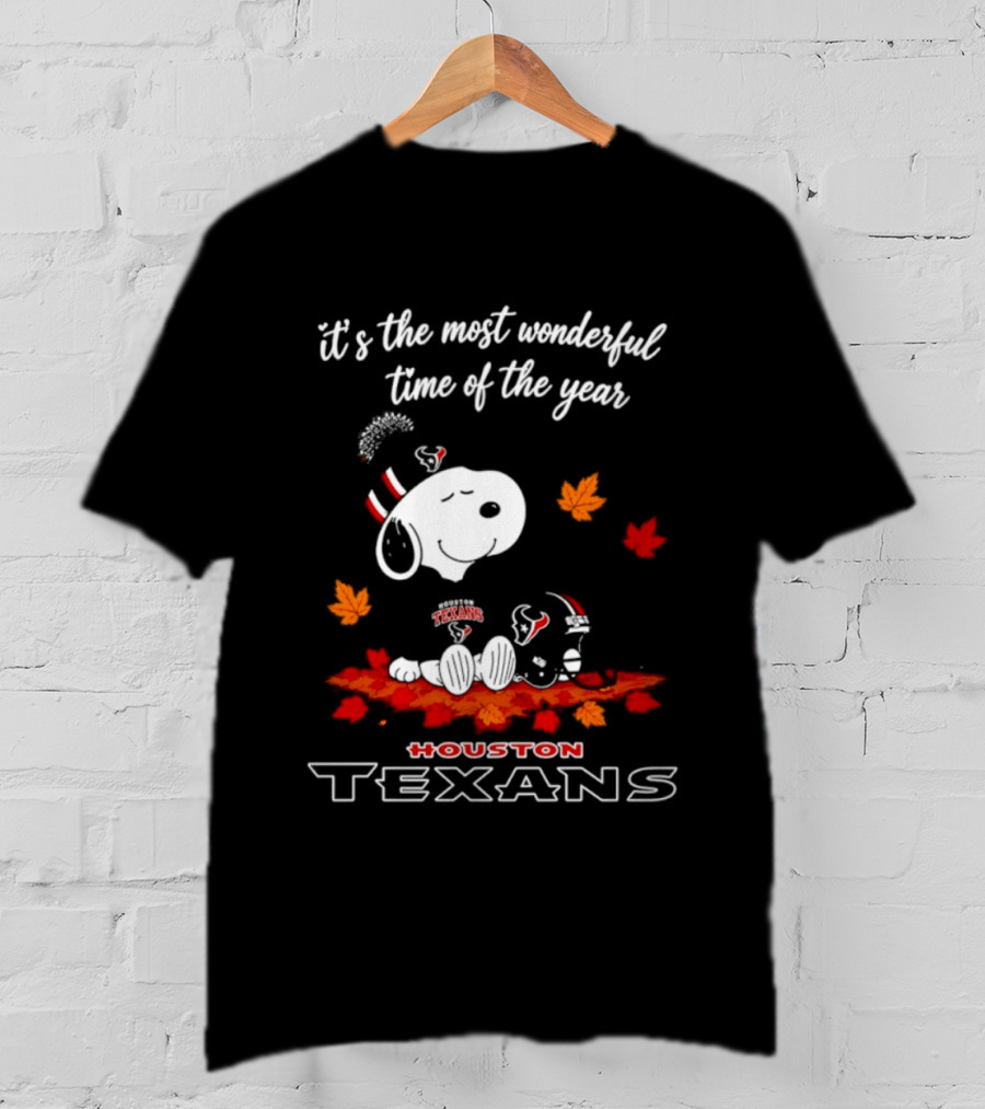 Houston Texans Snoopy Fall Halloween 2026 Most Wonderful Time Of The Year T-Shirt