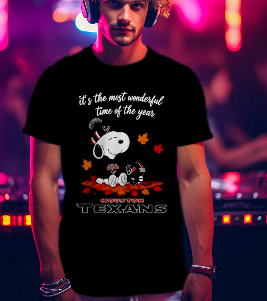 Houston Texans Snoopy Fall Halloween 2026 Most Wonderful Time Of The Year T-Shirt