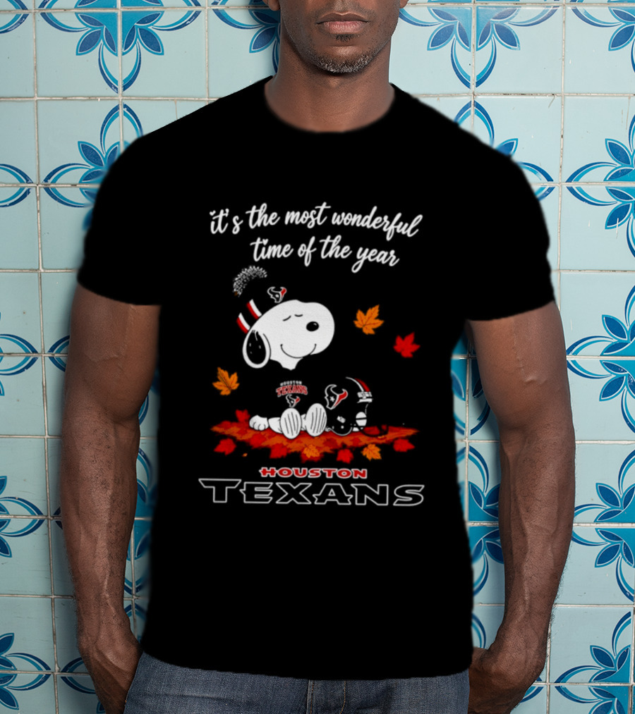 Houston Texans Snoopy Fall Halloween 2026 Most Wonderful Time Of The Year T-Shirt
