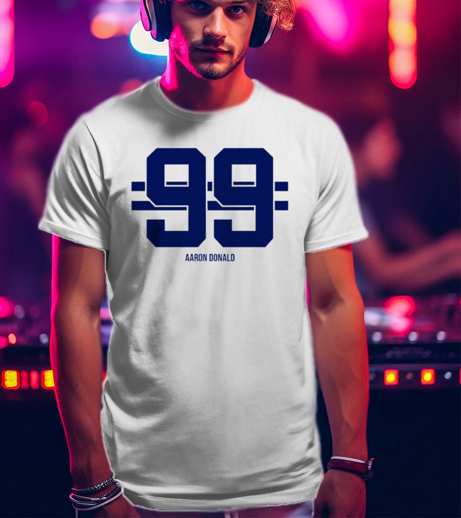 Aaron Donald 99 Los Angeles Rams Stripe Number T-Shirt