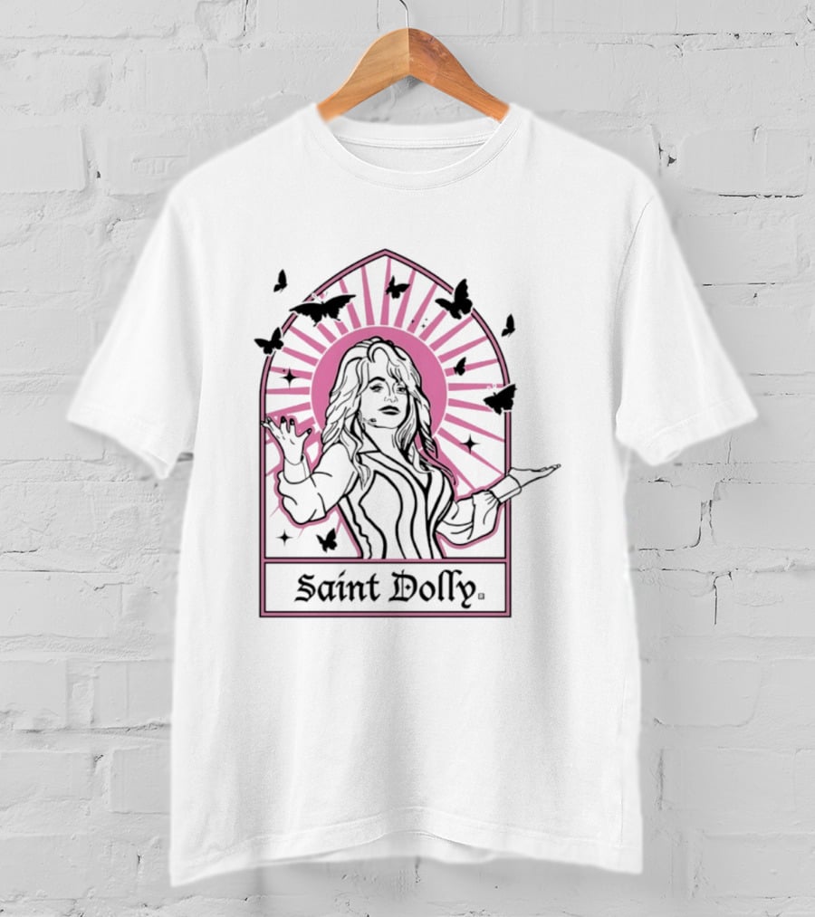 Saint Dolly Pink Sunburst With Butterflies T-Shirt
