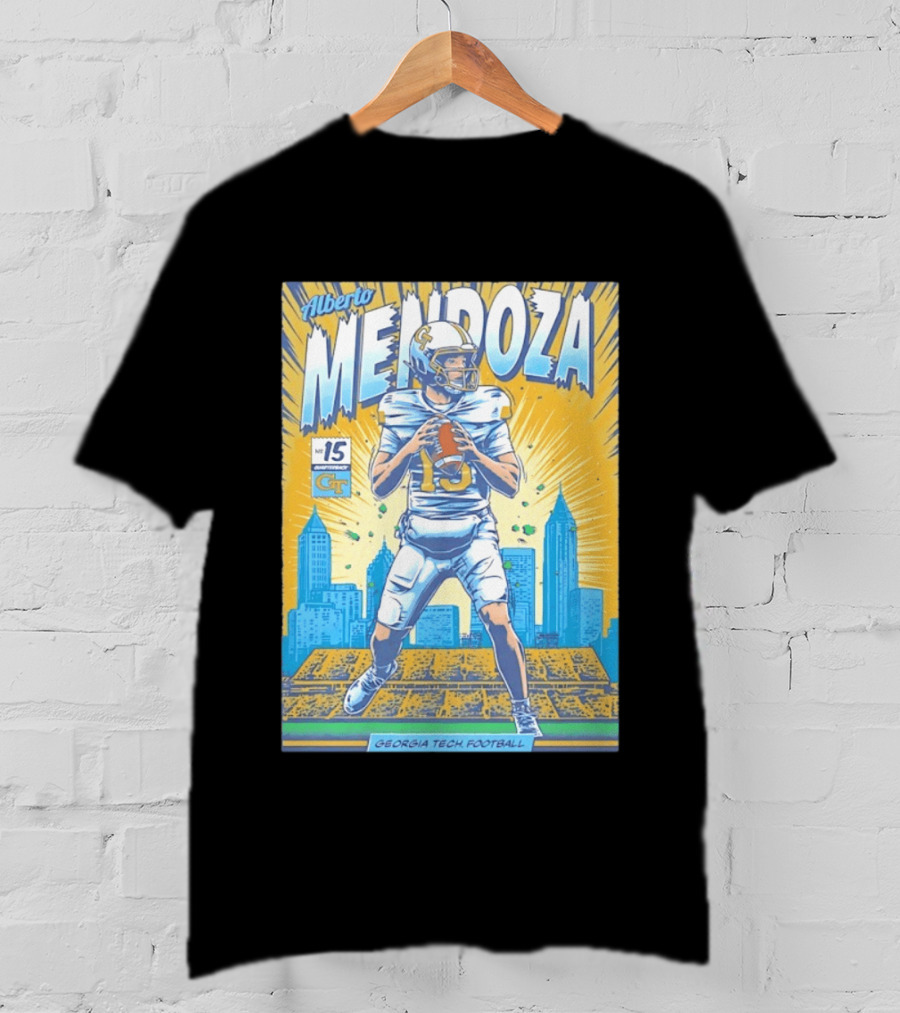 Alberto Mendoza Georgia Tech Football No 15 Yellow Jackets T-Shirt